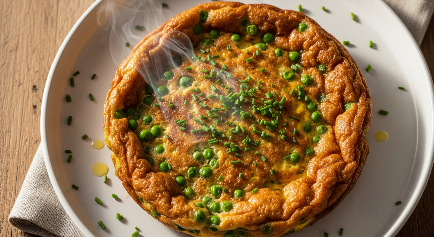 A bright spring bowl of pea and ricotta pasta with fresh herbs and lemon zest on a simple table